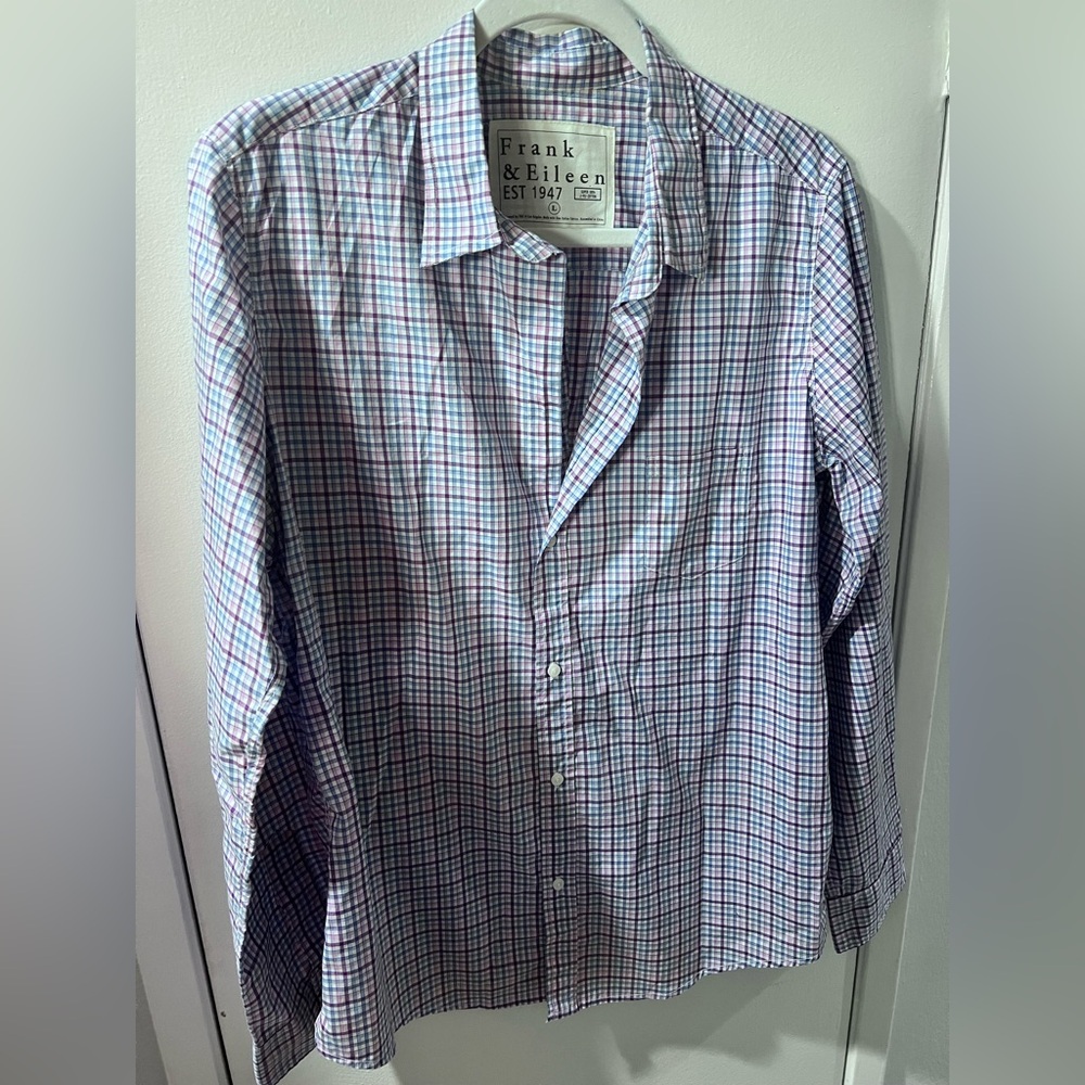 Frank & Eileen Barry Women’s Large Multicolor Checkered Shirt EUC 100% Cotten - Picture 3 of 11